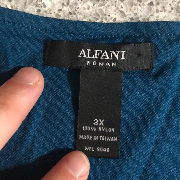 {Alfani} Abstract Print Layered Raw Hem Blouse - Picture 7 of 7